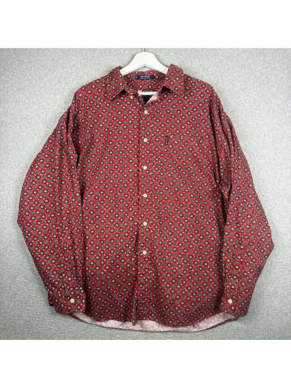 CHAPS RALPH LAUREN Vintage 90s Print Button-Up Shirt Mens Size XL Long Sleeves